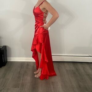 Red Satin Hi-Low Prom Dress NWT Size 4